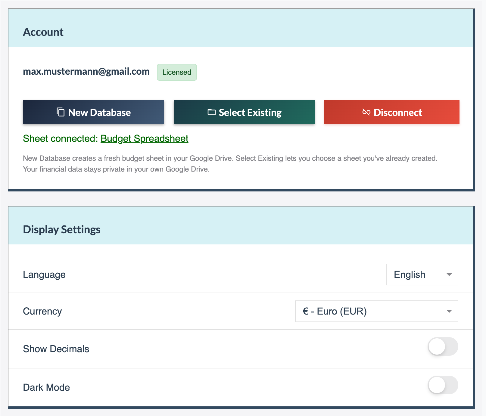 Settings and Configuration